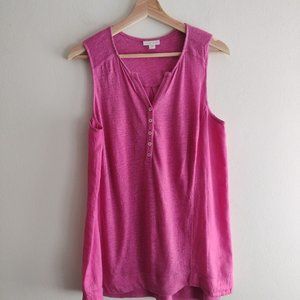 J Jill Love Linen Tunic Tank Top S Magenta Pink Relaxed Fit Blouse